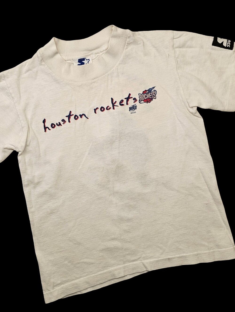 STARTER White Houston Rockets Script Logo Tee - Picture 2 of 12